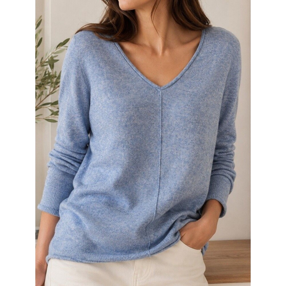 J.Crew Soft Wool Blend V-Neck Sweater Light Blue Minimalist XS Comfy Cozy
